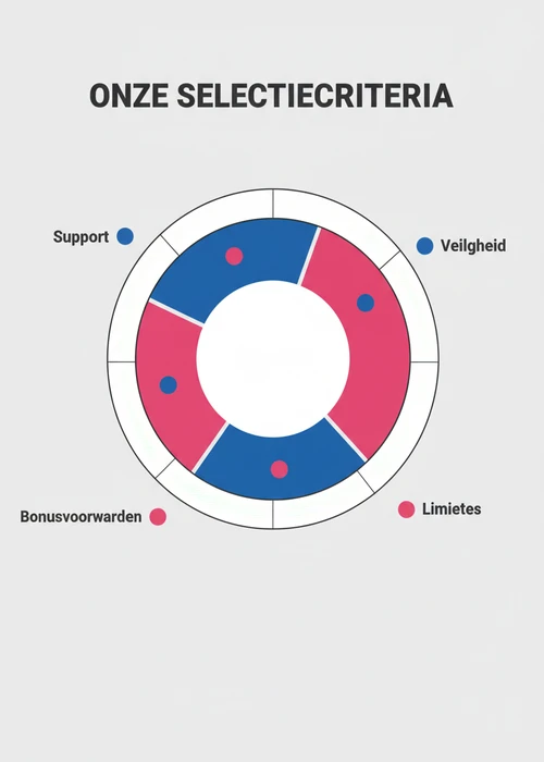 Onze selectiecriteria voor de top 10 casino met iDEAL als donut: veiligheid, snelheid, limieten, bonusvoorwaarden en support.